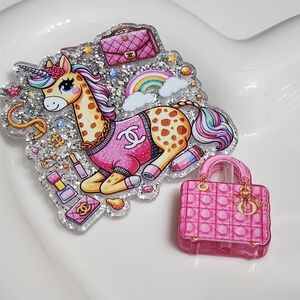 Flatback Focal Bead Design Acrylic Crafts Badge Keychain Purse Bag Clip Pen Pin‎
